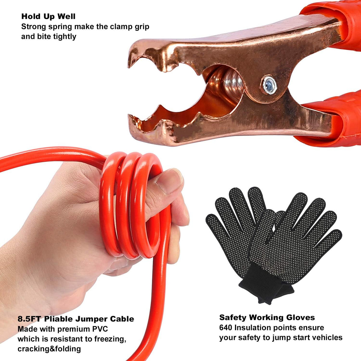 118-Piece Car Roadside Emergency Kit with Jumper Cables Portable Air Compressor Tow Strap Hammer Shovel E23195