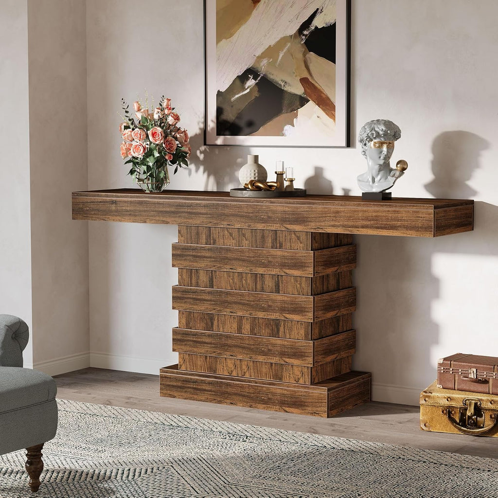 Rustic Brown 63-Inch Wooden Console Table P91738