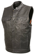 Black Premium Buffalo Leather Club Style Vest T650938
