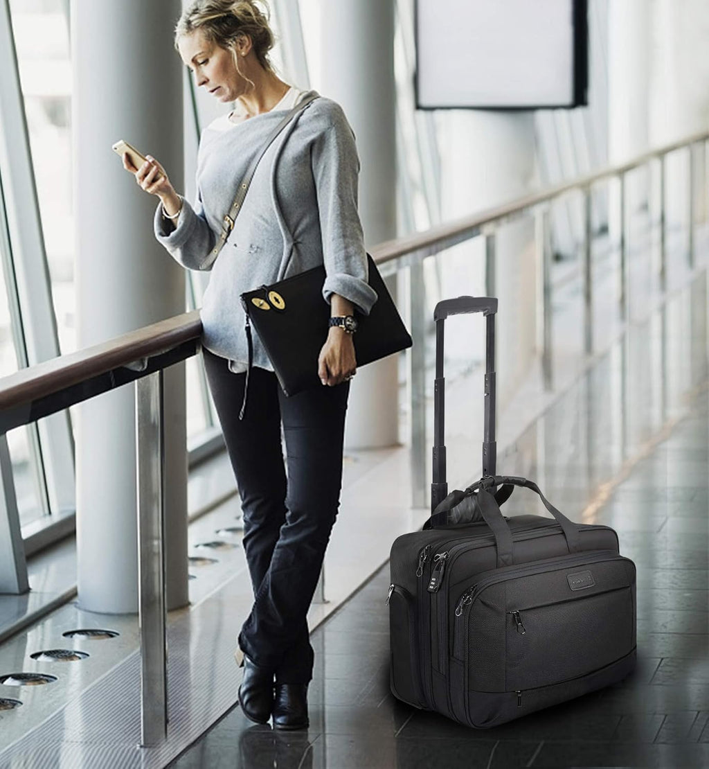 Rolling Laptop Bag Wheeled Briefcase for 17.3 Inch Laptop T6772