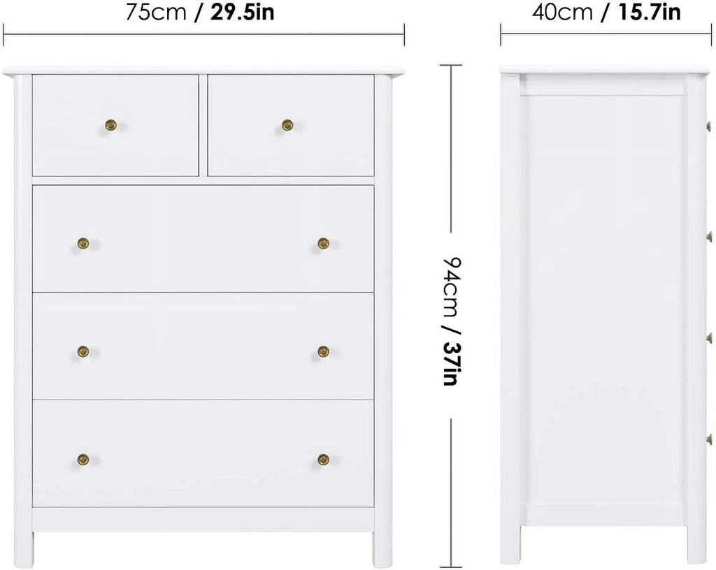 White 5 Drawer Kids Dresser P9337