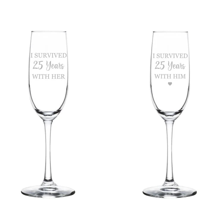 Set of 2 Glass Champagne Flutes 8 oz Stemmed W325