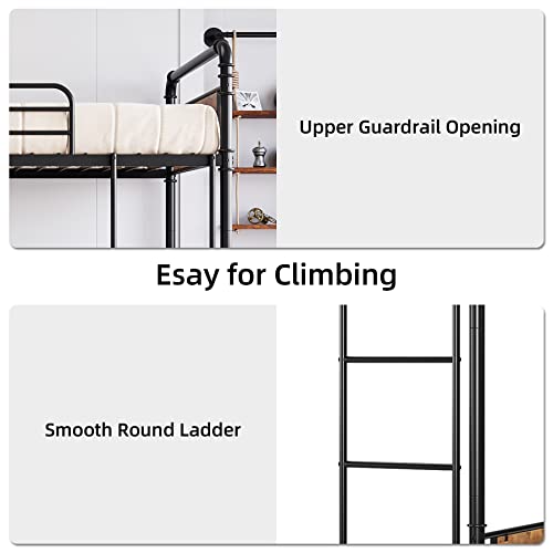 Twin Over Twin Heavy Duty Metal Bunk Bed with Ladders O915