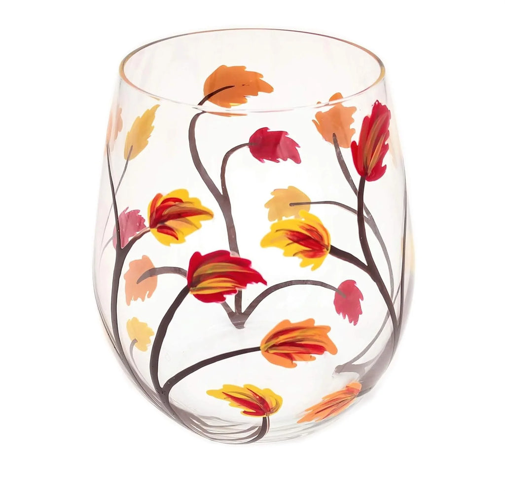 Stemless Hand Painted Wine Glass 18 Ounce D519266