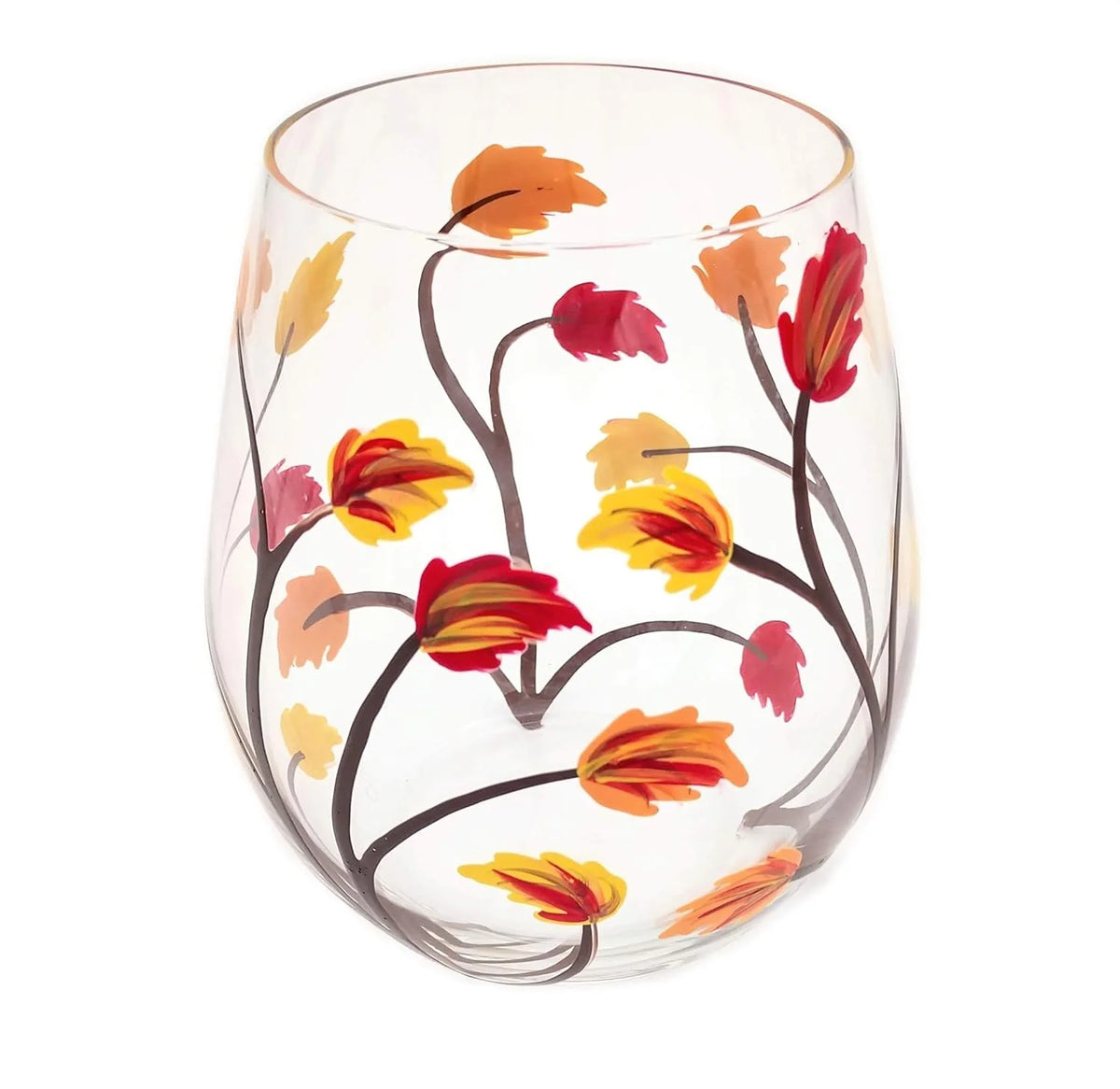 Stemless Hand Painted Wine Glass 18 Ounce D519266