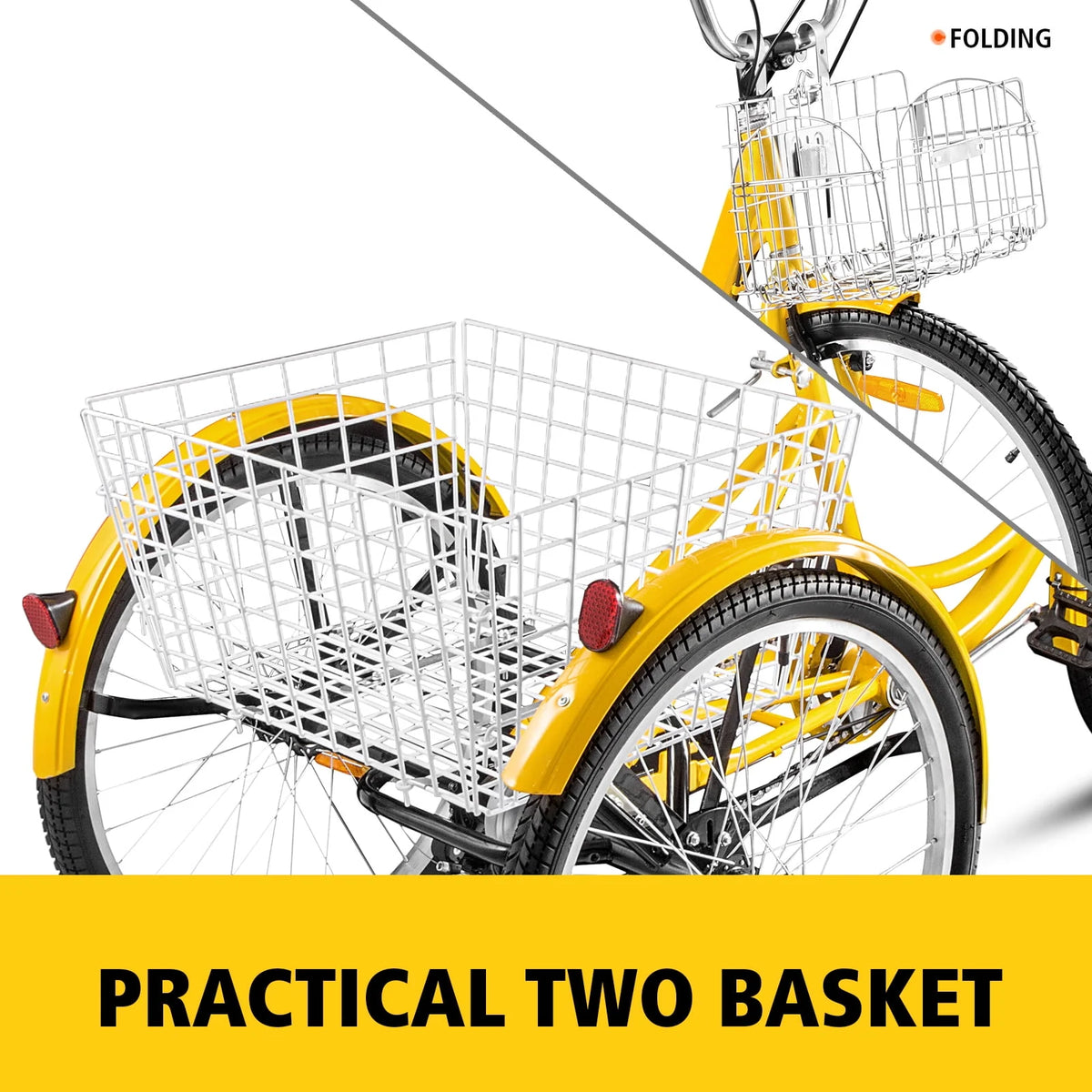 24 Adult Tricycle 7-Speed Three Wheel Bike with Basket G21065