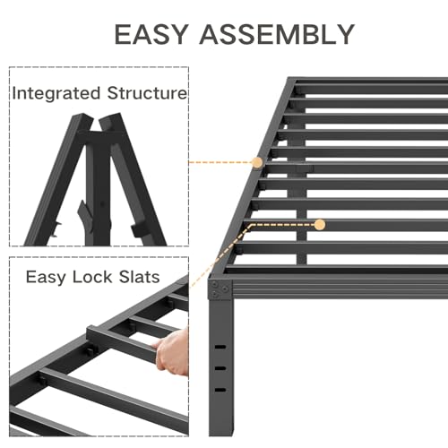 Full Size 18" Tall Heavy Duty Metal Platform Bed Frame Y89428