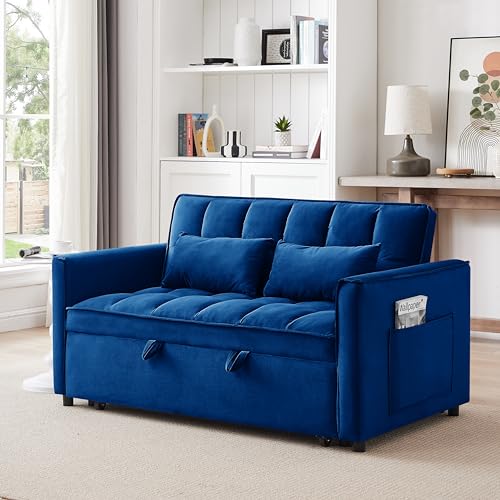 Velvet Convertible Sofa Bed with Adjustable Back L397