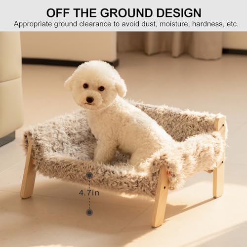 Cat Couch Bed with Removable Mattress Cover (Plush Beige) K282