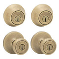 Twin Keyed Entry and Single Cylinder Deadbolt Antique Brass H7672