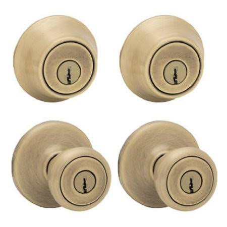 Twin Keyed Entry and Single Cylinder Deadbolt Antique Brass H7672