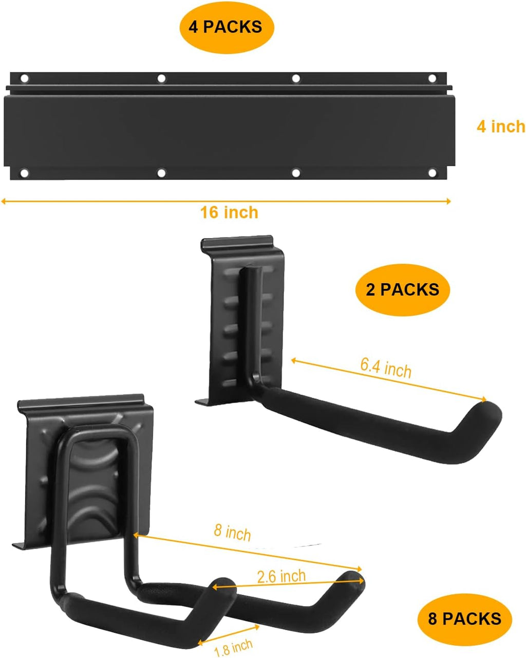 64INCH 4 Rail Aluminum Steel Wall Mount Tool Organizer, Pack of 2 R55788