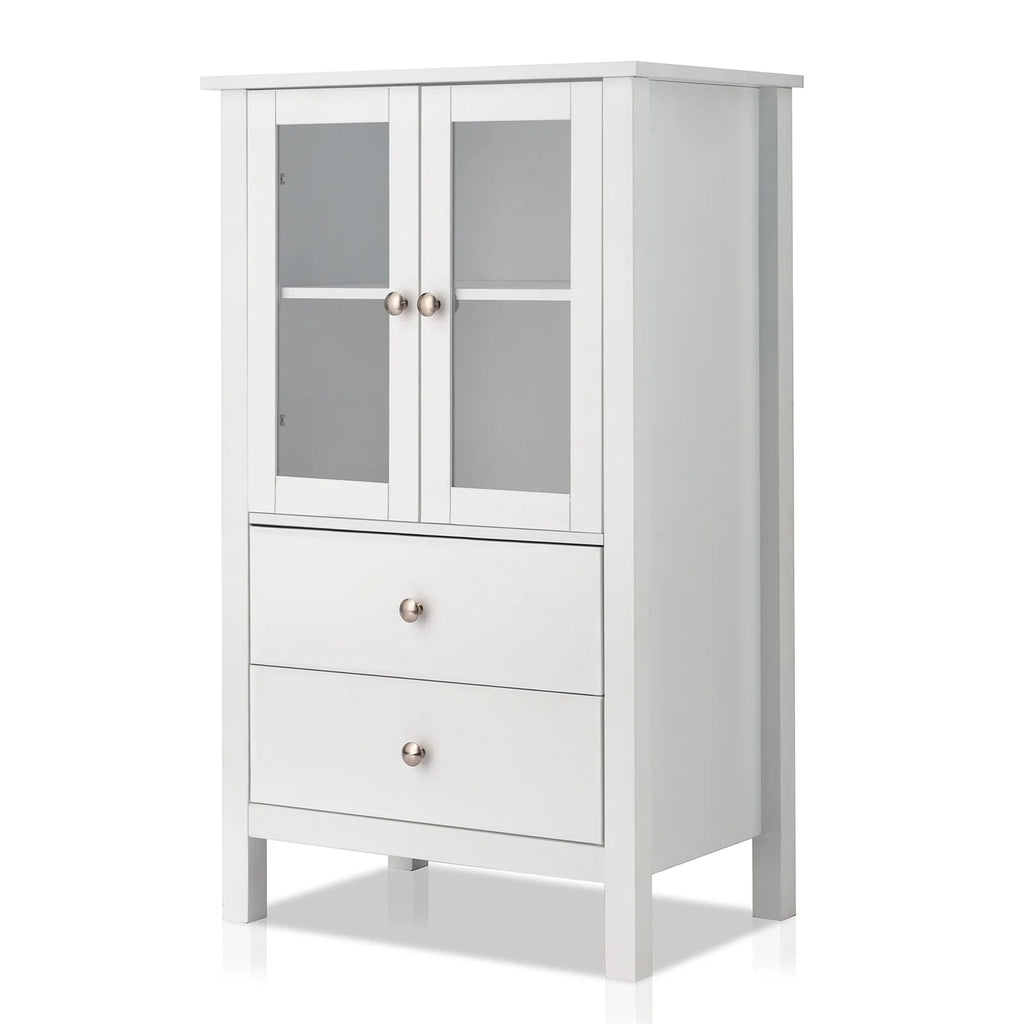 White Free Standing Bathroom Cabinet with Drawer and Shelf Z9640