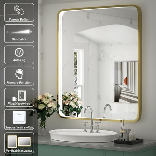 Black Metal Frame LED Bathroom Mirror Q1357