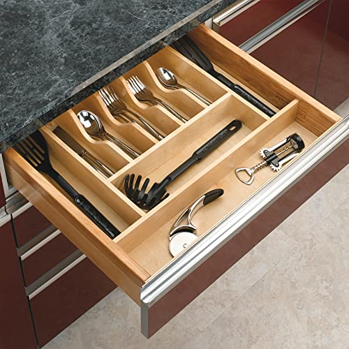 Natural Maple Wood 9 Compartment Silverware Drawer Organizer R9767