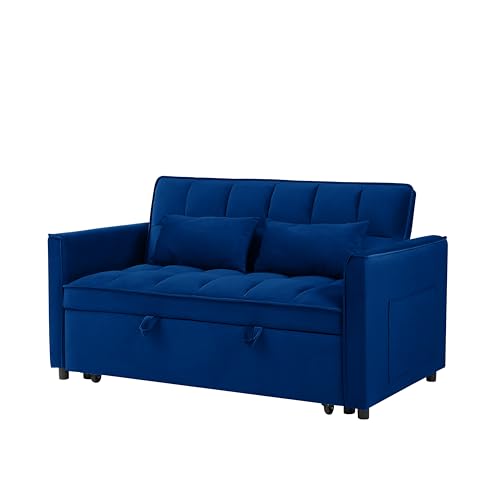 Velvet Convertible Sofa Bed with Adjustable Back L397