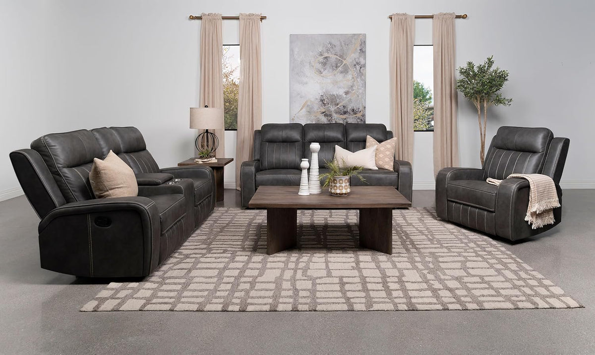 3-Piece Upholstered Motion Reclining Sofa Set Grey G8430