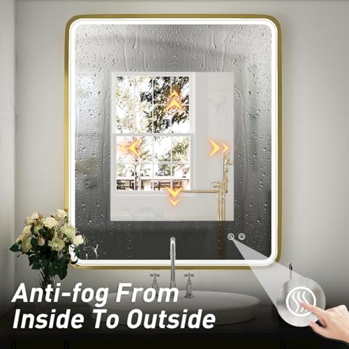 Black Metal Frame LED Bathroom Mirror Q1357
