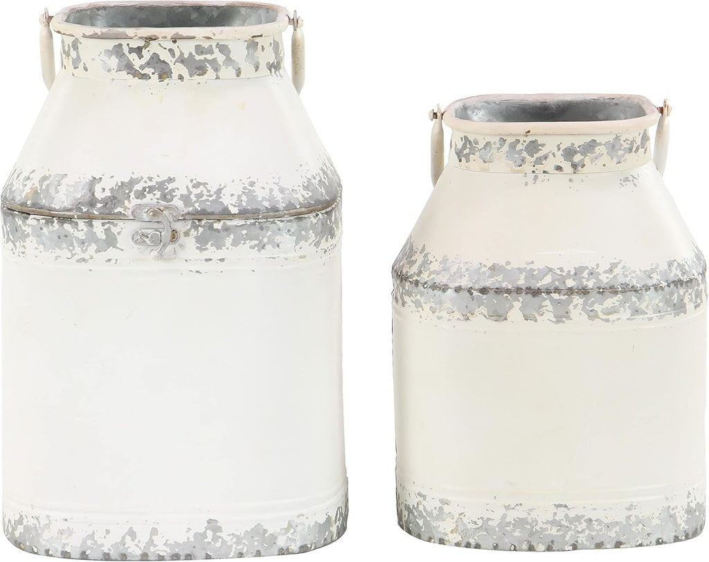 White Decorative Milk Can Pack of 2 Z3015