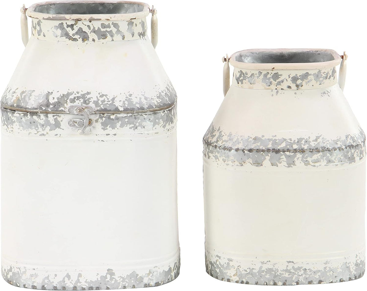 White Decorative Milk Can Pack of 2 Z3015
