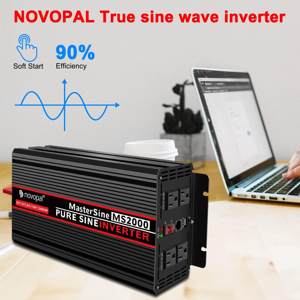 2000 Watt 12V DC to 110V AC Power Inverter with 4 AC Outlets P57042