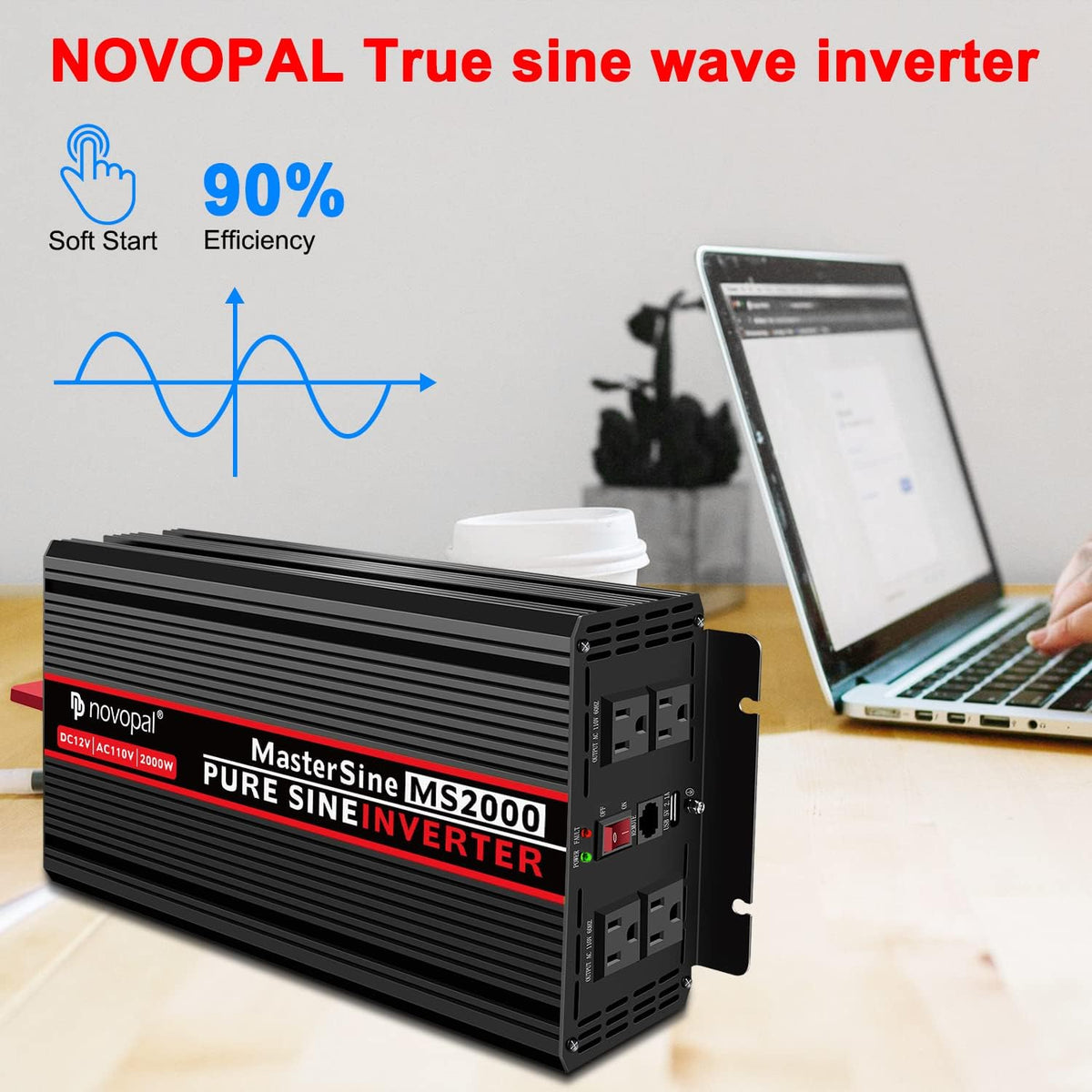 2000 Watt 12V DC to 110V AC Power Inverter with 4 AC Outlets P57042