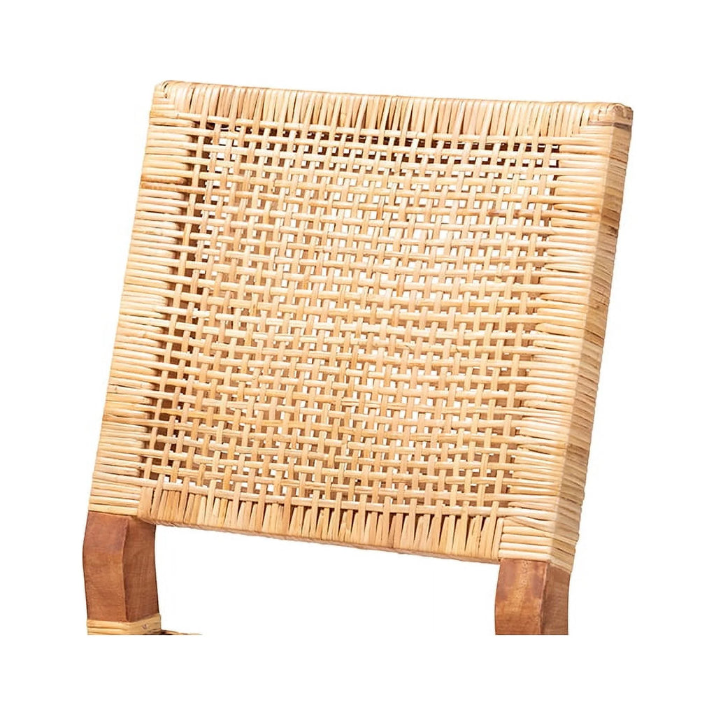Natural Brown Rattan and Walnut Brown Wood Counter Stool K317