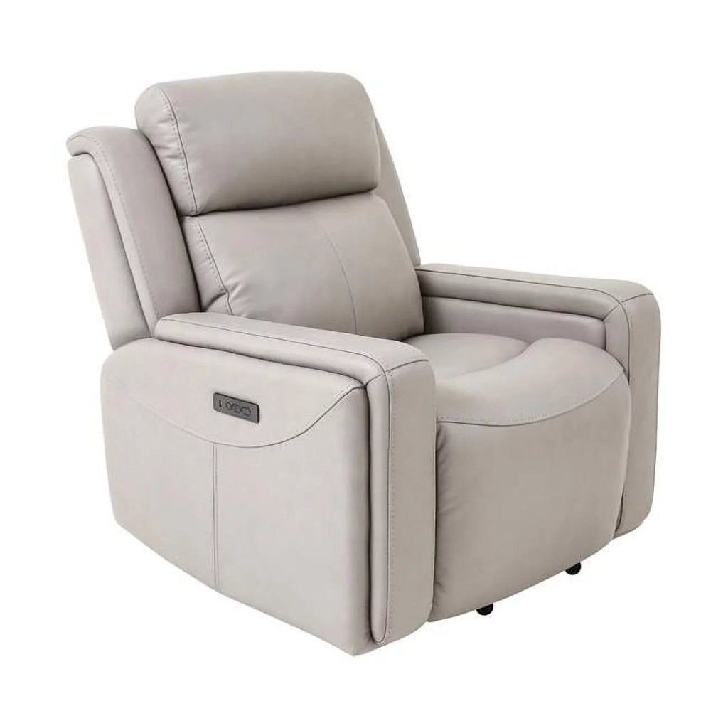 Light Grey Genuine Leather Recliner Chair C128