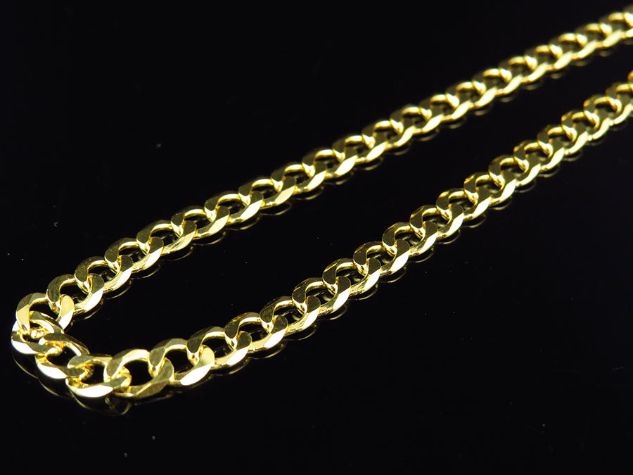 Yellow Gold Finish Sterling Silver Miami Cuban Link Chain Necklace M9519