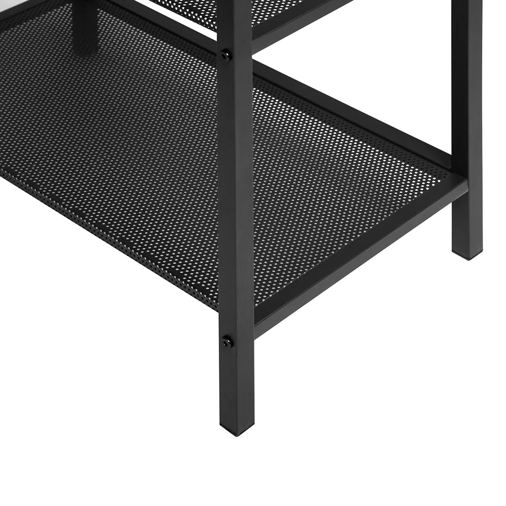 Black Study Desk with 2 Storage Shelves Metal Frame W86643