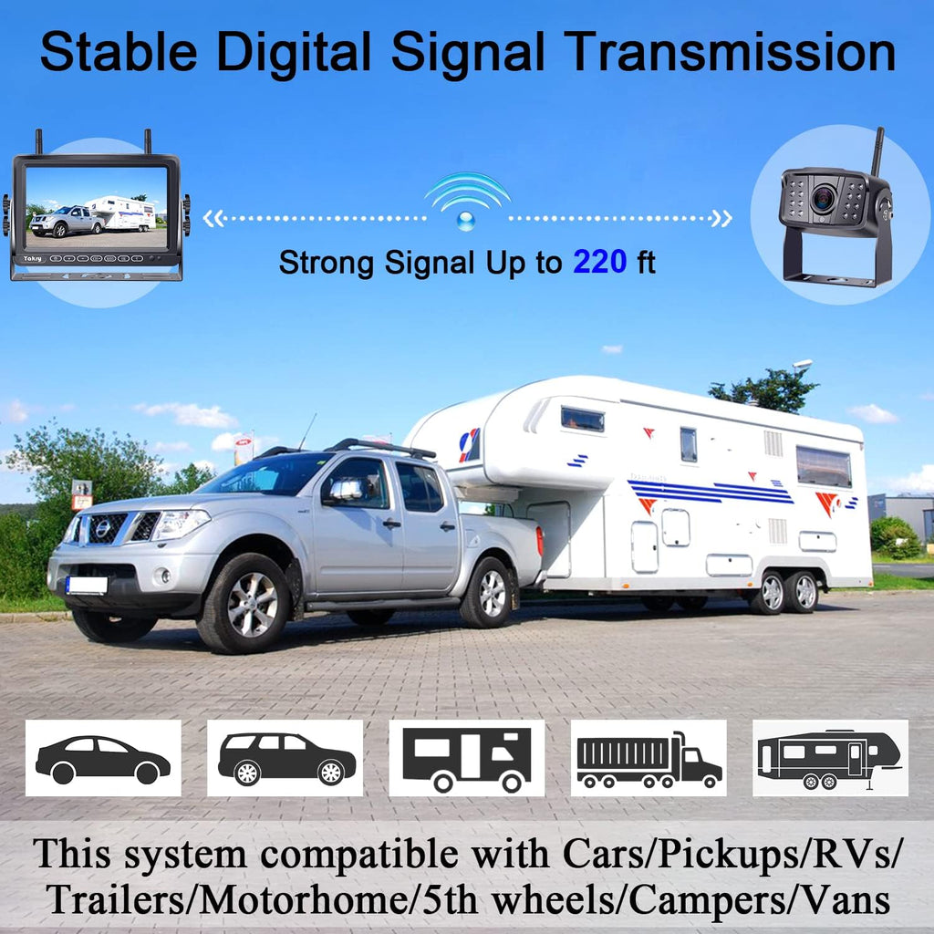 Wireless HD 1080P Backup Camera with 7 Inch Touch Key DVR Monitor F323