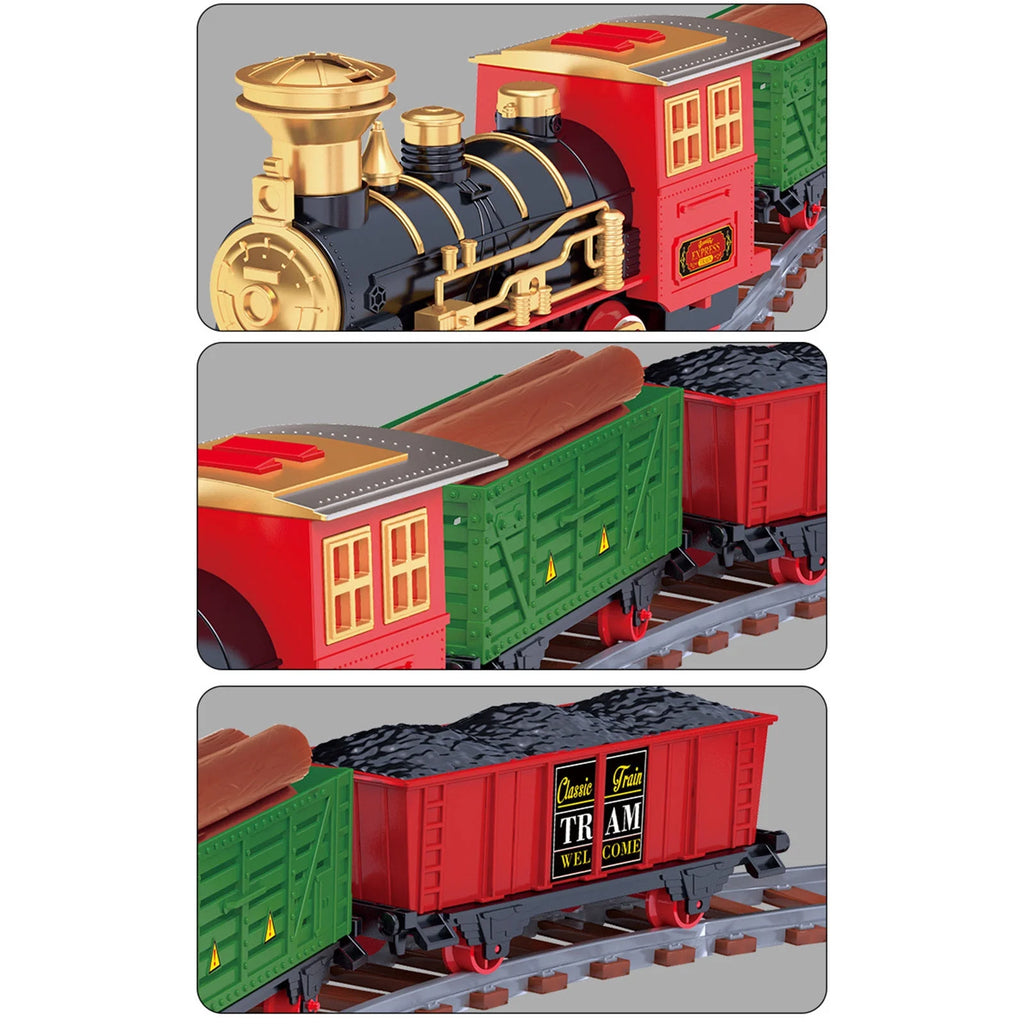 Toy Train Set With Lights And Sounds Steam Smoke Railway Tracks Battery Operated O108