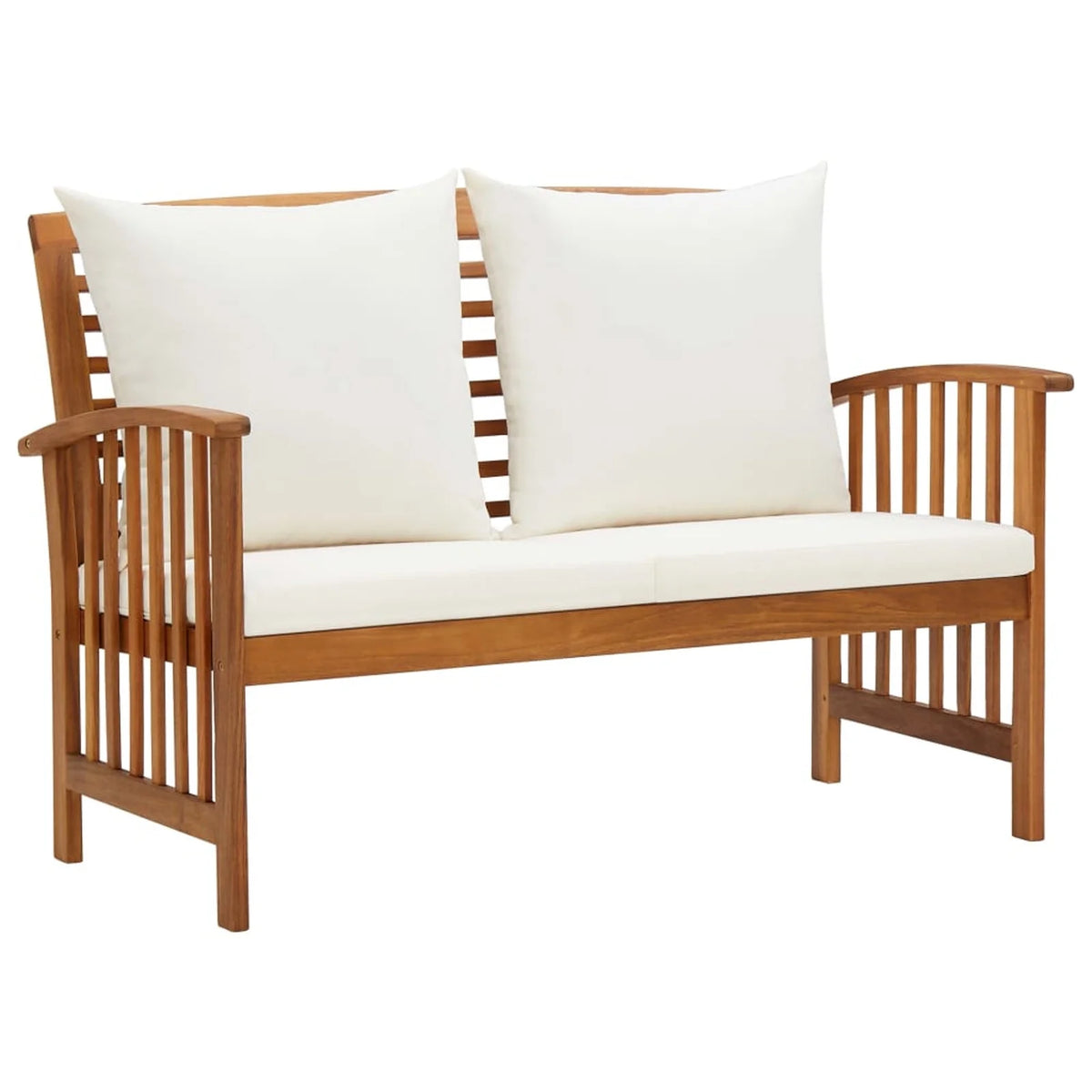 2 Piece Acacia Wood Outdoor Lounge Set with Cream Cushions H66643
