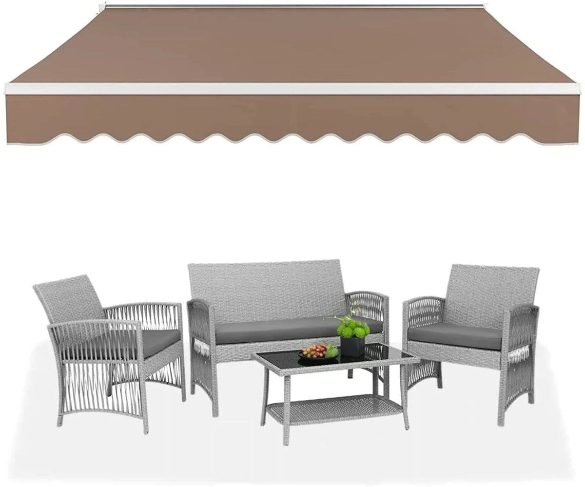 10' x 8.2' Manual Retractable Patio Awning with Aluminum Frame N63648