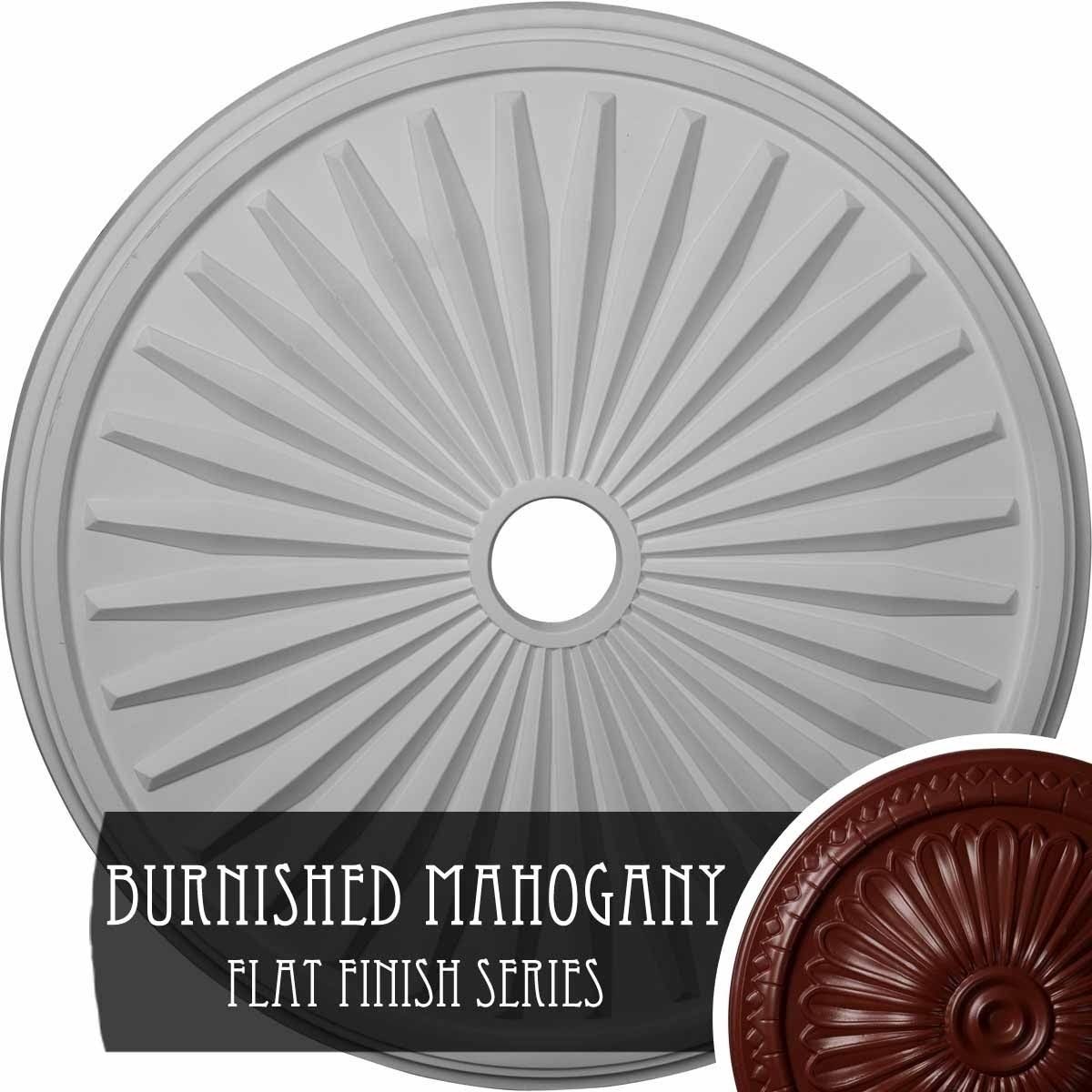 33 1/8x22OD x 3 1/2x22ID x 1 3/8x22P Hand-Painted Brushed Mahogany Ceiling Medallion J24841
