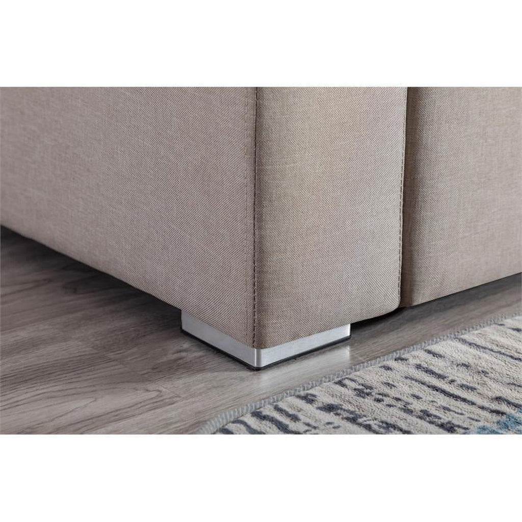 Beige Fabric Reversible Sectional with Charging Port and Storage Console Q29895