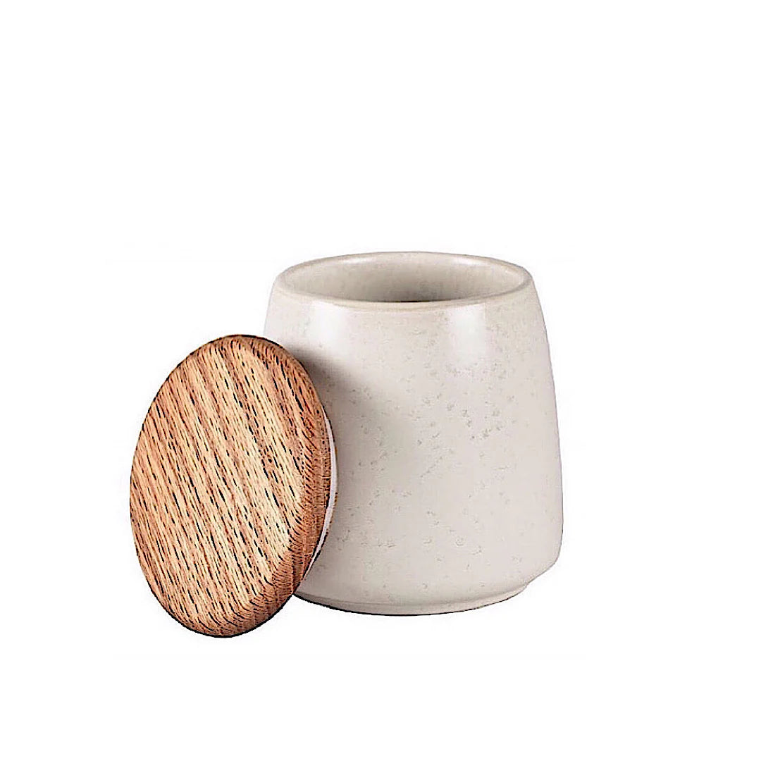 Stoneware Jar With Lid 16.5 cm Matt Cream T84395