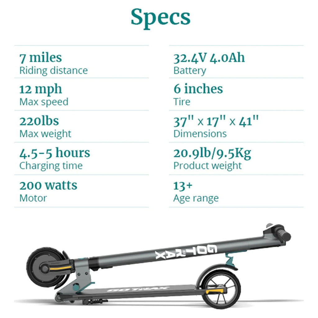 Foldable Electric Scooter with 6 Tires, 200W 12mph, Gray A682488