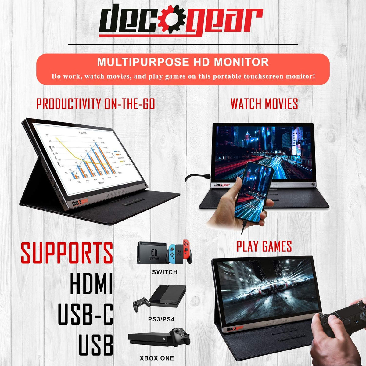 15.6 Portable Monitor 1080p IPS Touchscreen with 10 Point Capacitive Control V3426