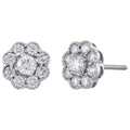 14K White Gold Solitaire Diamond Flower Stud Earrings 1 CT. K1572