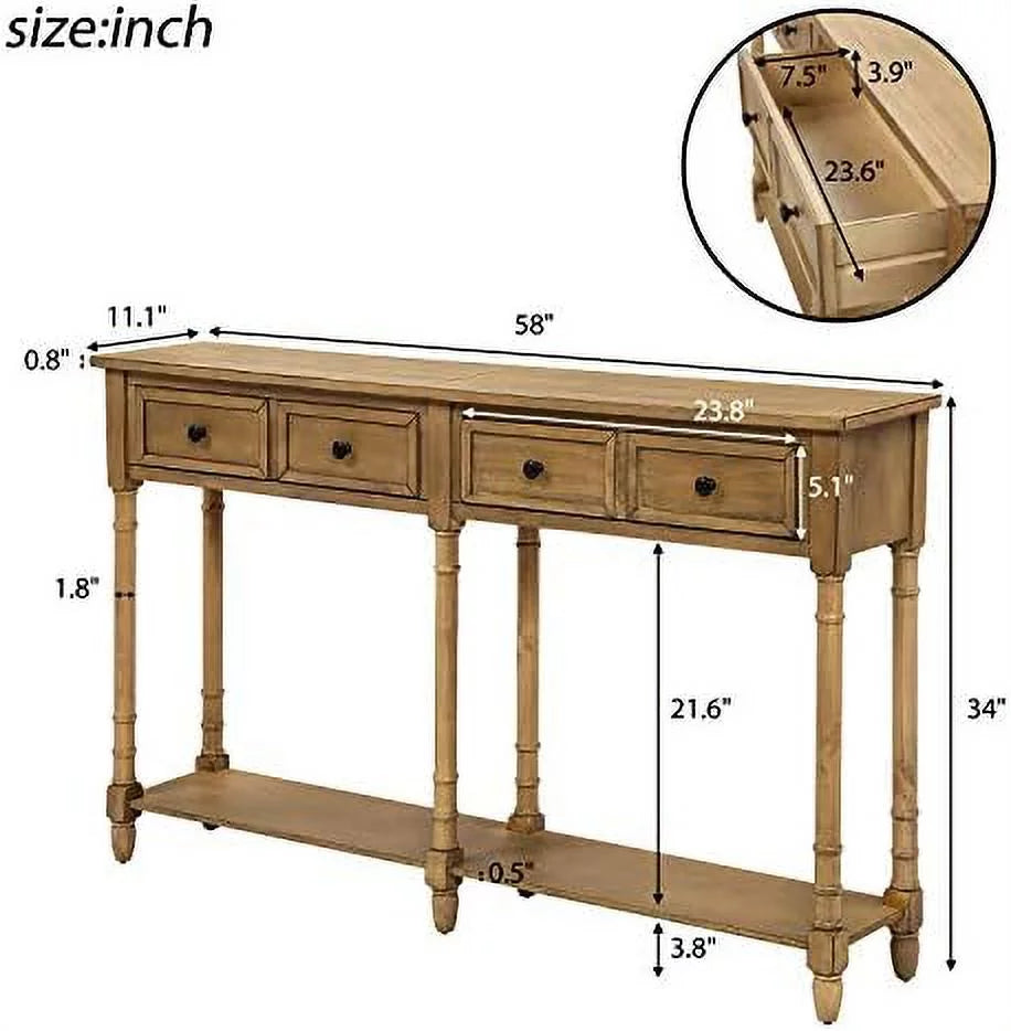 Solid Wood Console Table with 2 Drawers Z84793