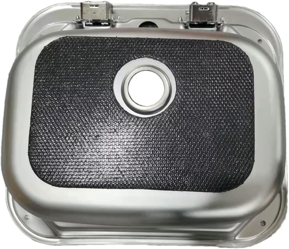 RV Kitchen Sink Stainless Steel Hand Wash Basin with Folded Faucet Tempered Glass Lid X164745