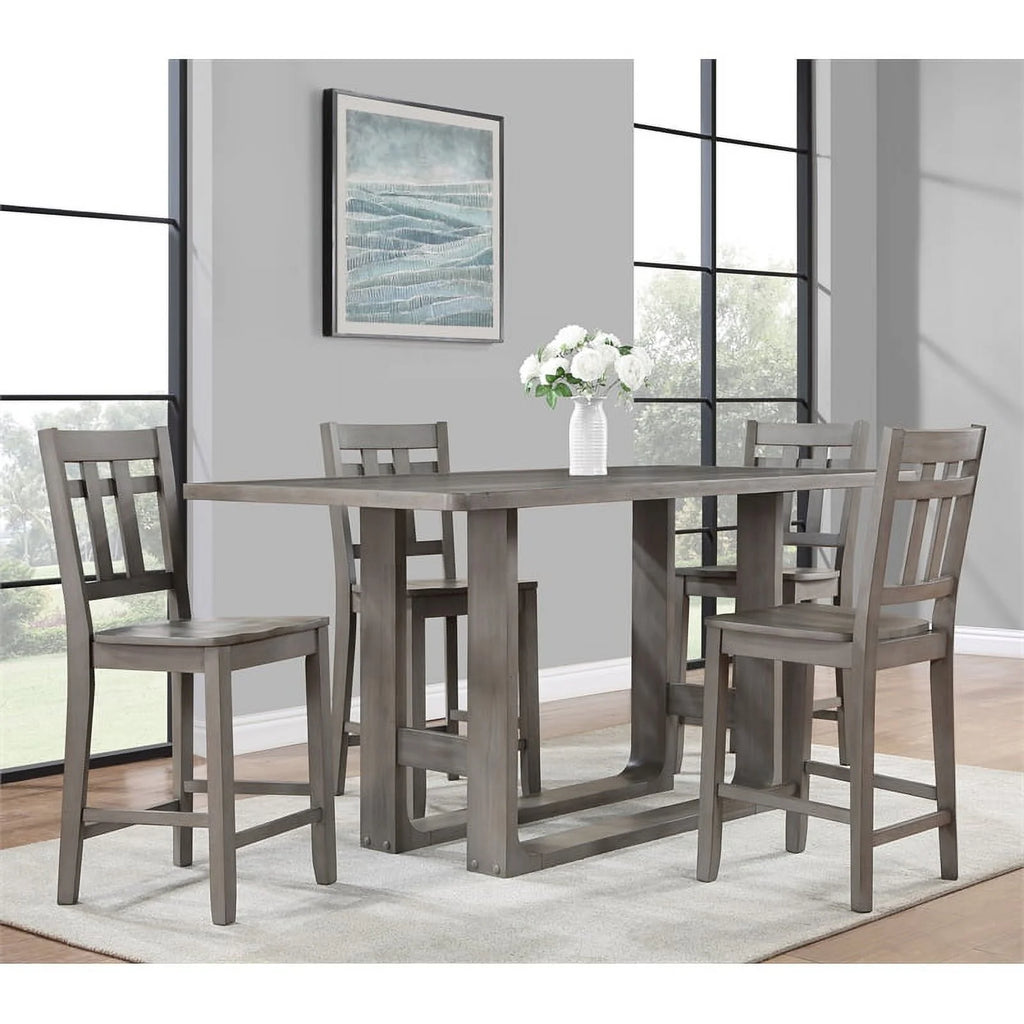 Gray Wood 5-Piece Counter Height Dining Set M551