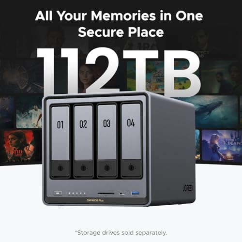 4-Bay Desktop NAS with Intel Pentium Gold 8505 CPU, 8GB DDR5 RAM, 128G SSD, 10GbE, 2.5GbE, M.2 NVMe Slots, 4K HDMI L397566