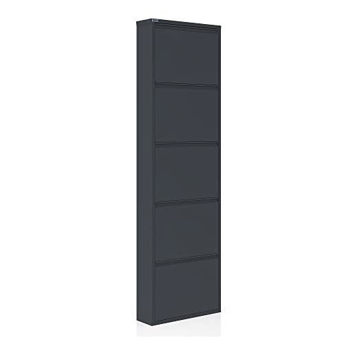 5 Tier Metal Shoe Cabinet with Cover, Anthracite S8957