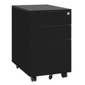 Black Movable File Cabinet with 3-Drawer K118