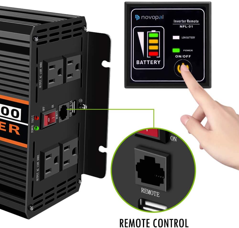 2000 Watt 12V DC to 110V AC Power Inverter with 4 AC Outlets P57042