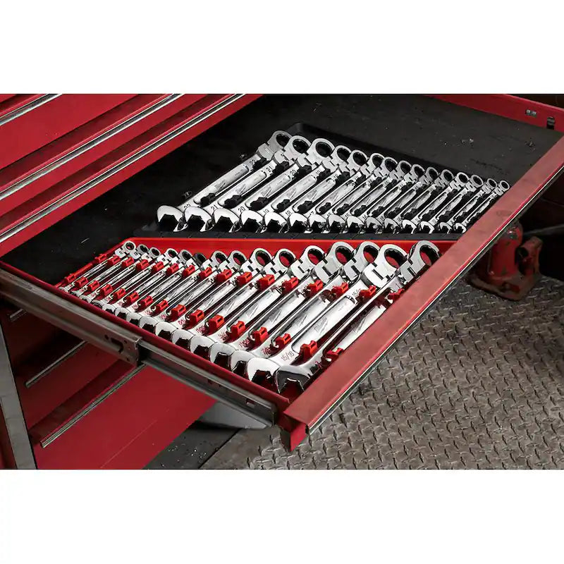 19-Piece Flex-Head Ratcheting Combination Wrench Set SAE Z980