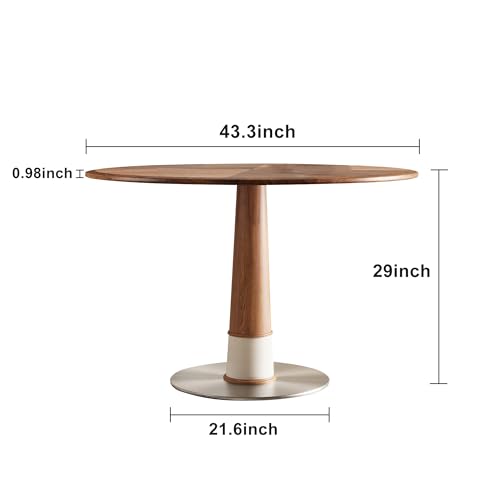 Walnut Round Wooden Dining Table 43.3" E503328