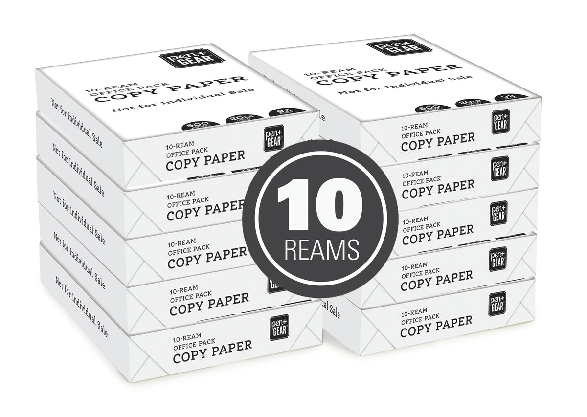 Copy Paper, 8.5 x 11, 92 Bright White, 20 lb., 10 Ream Case (5,000 Sheets) X999389
